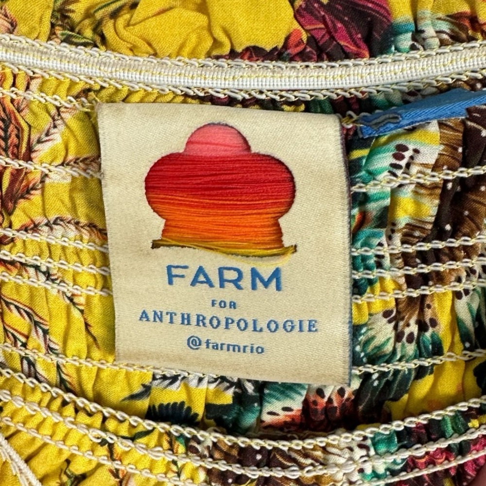 Anthropologie Farm Rio Yellow Floral Smocked Mini Dress Size Large Petite Boho L - Picture 4 of 16